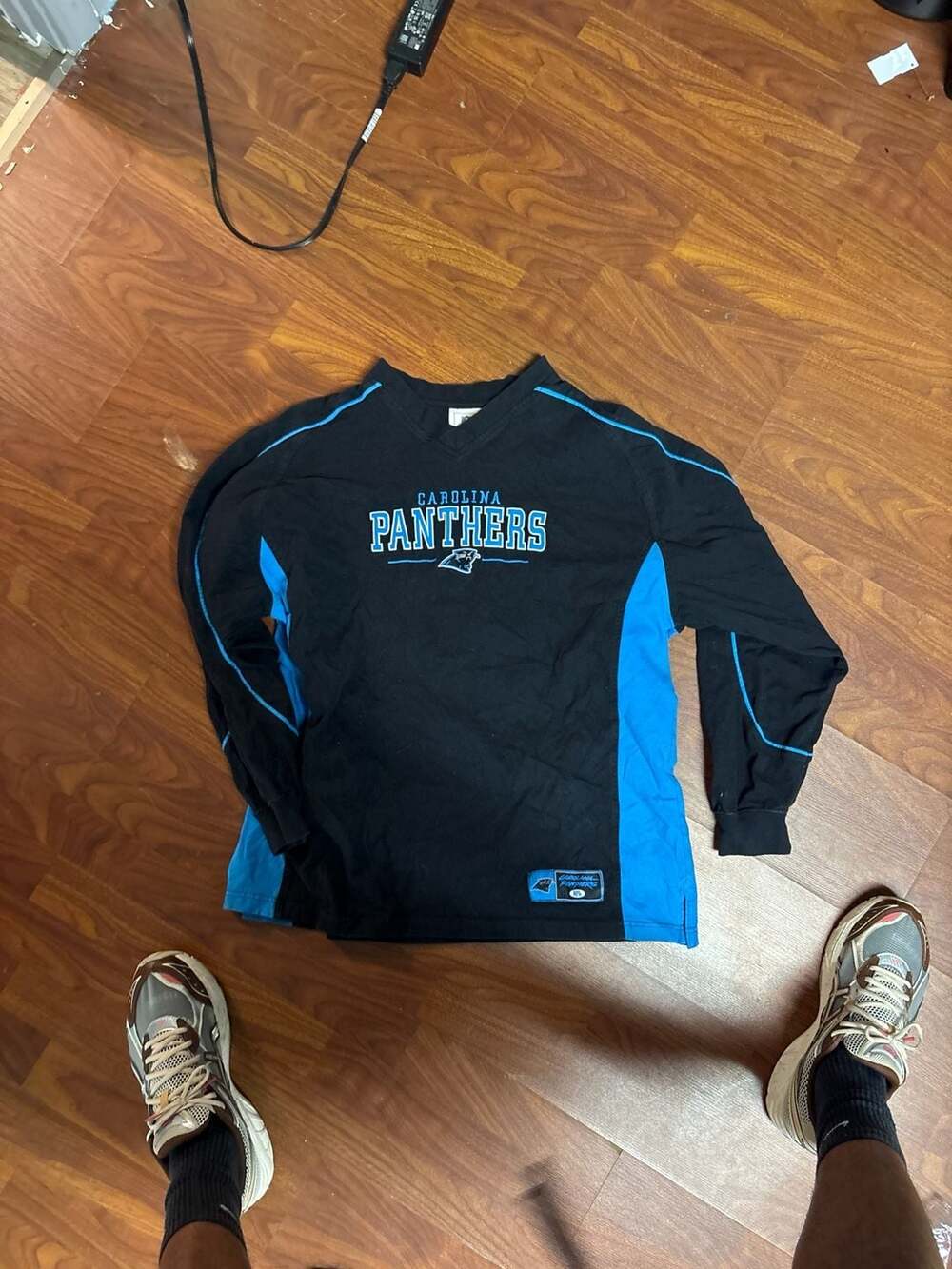 NFL Carolina Panthers Embroidered Long Sleeve Pullover Shirt Black/Blue